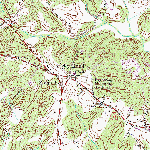 Topographic Map of Rocky Knoll Baptist Church, SC