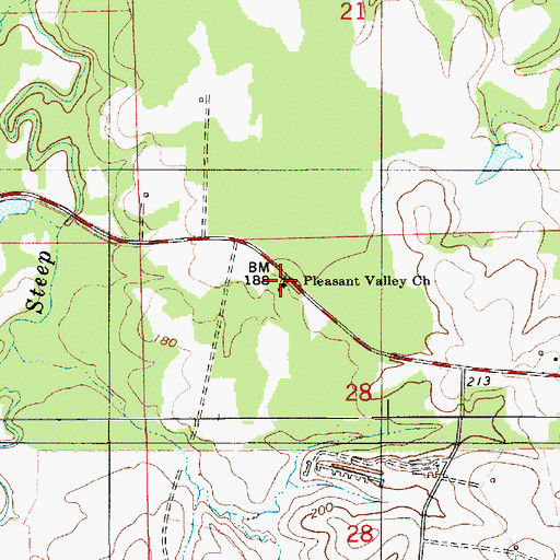Topographic Map of Pleasant Valley Church, AL