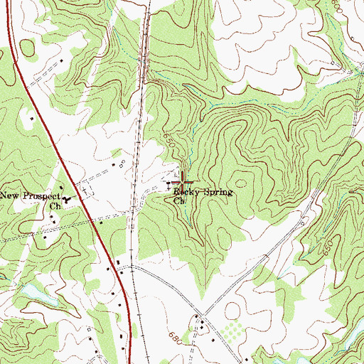 Topographic Map of Rocky Spring Church, SC