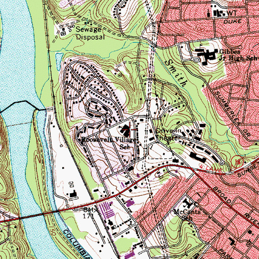 Topographic Map of E E Taylor Elementary School, SC