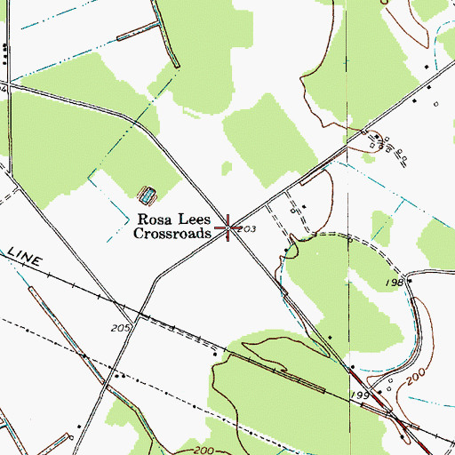 Topographic Map of Rosa Lees Crossroads, SC