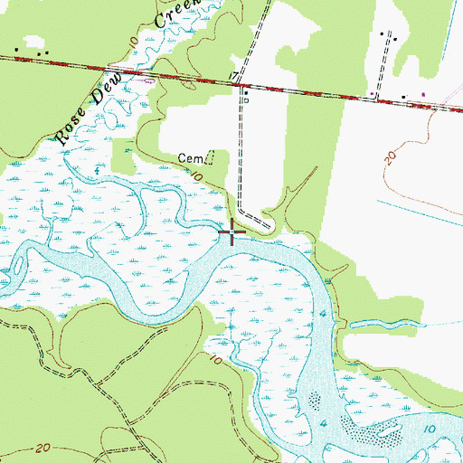 Topographic Map of Rose Dew Creek, SC