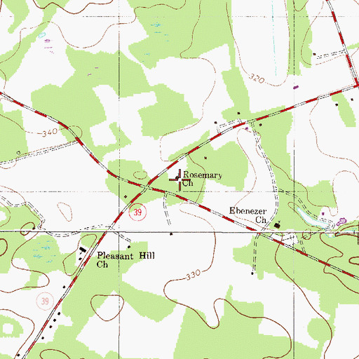 Topographic Map of Rosemary Baptist Church, SC