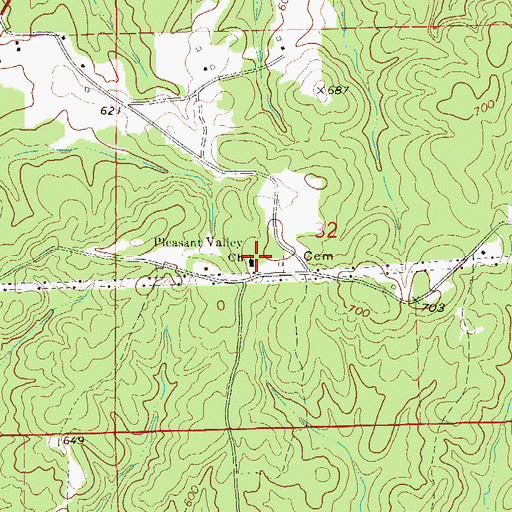 Topographic Map of Pleasant Valley Church, AL
