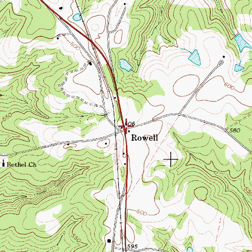 Topographic Map of Rowell, SC