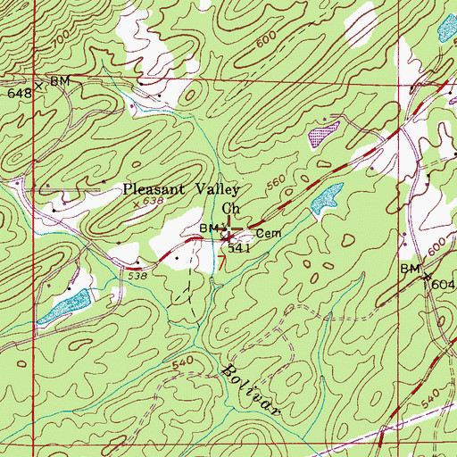 Topographic Map of Pleasant Valley Church, AL