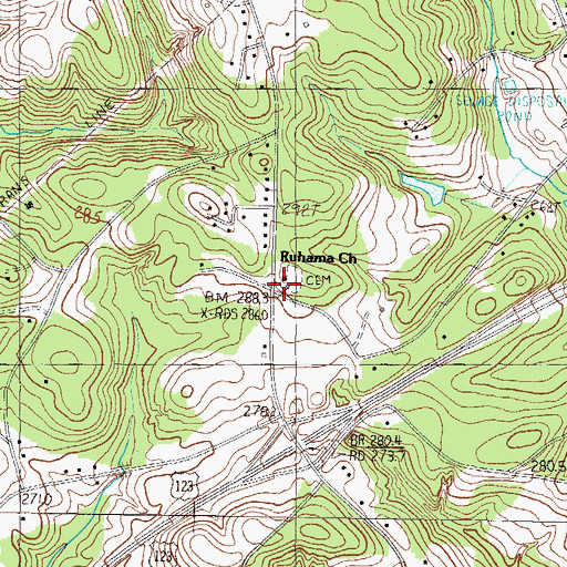Topographic Map of Ruhama Church, SC