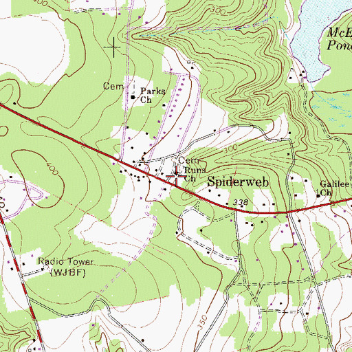 Topographic Map of The Runs Baptist Church, SC