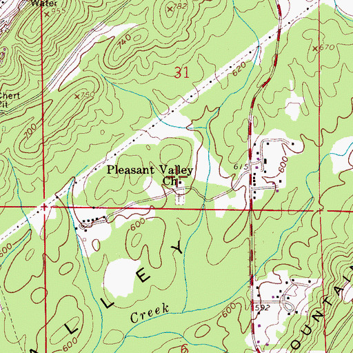 Topographic Map of Pleasant Valley Church, AL