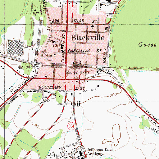 Topographic Map of Sacred Heart Church, SC