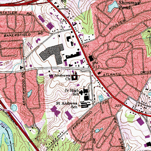 Topographic Map of Saint Andrews Lutheran Church, SC