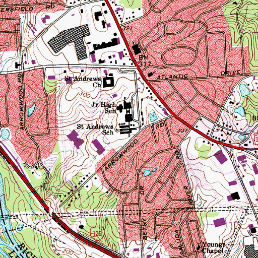 Topographic Map of Saint Andrews School, SC