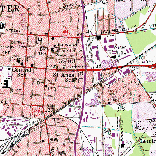 Topographic Map of Saint Anne School, SC