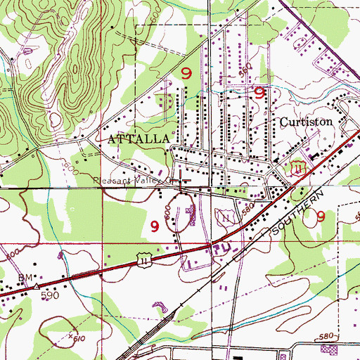 Topographic Map of Pleasant Valley Church, AL