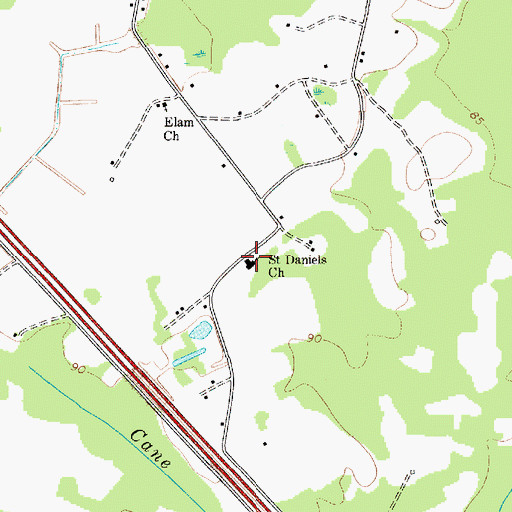 Topographic Map of Saint Daniels Church, SC