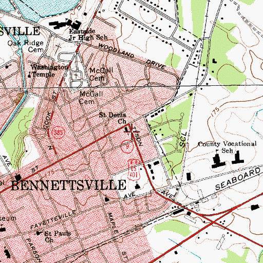 Topographic Map of Saint Denis Church, SC