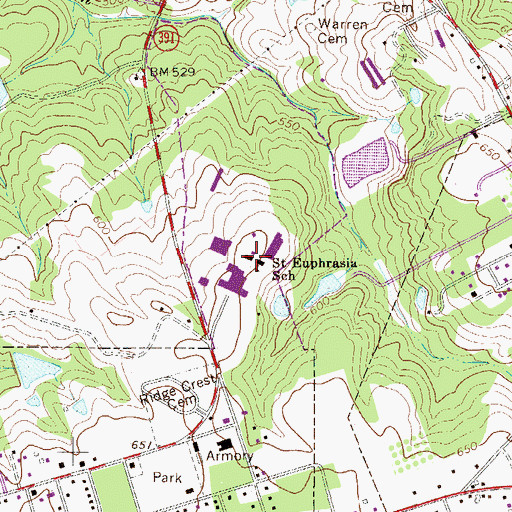Topographic Map of Saint Euphrasia School, SC