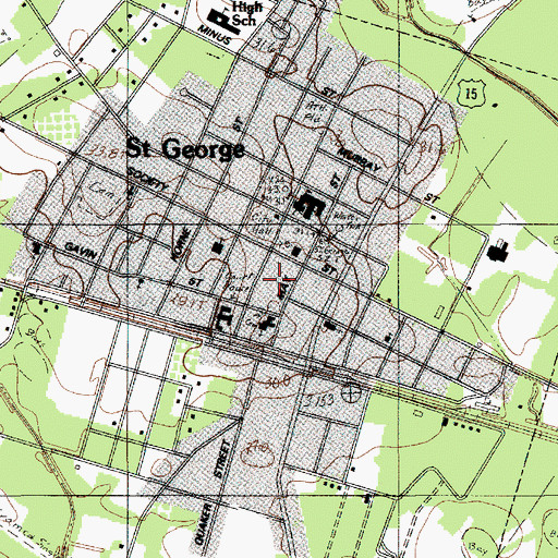 Topographic Map of Saint George, SC