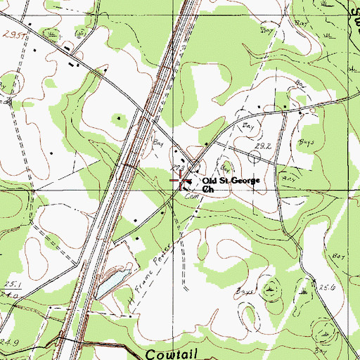 Topographic Map of Old Saint George Church, SC