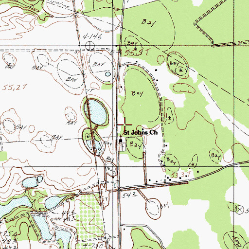 Topographic Map of Saint Johns Church, SC