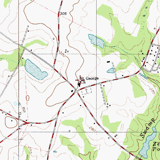 Topographic Map of Saint George Baptist Church, SC