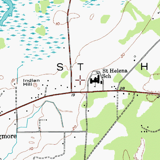 Topographic Map of Saint Helena Elementary School, SC