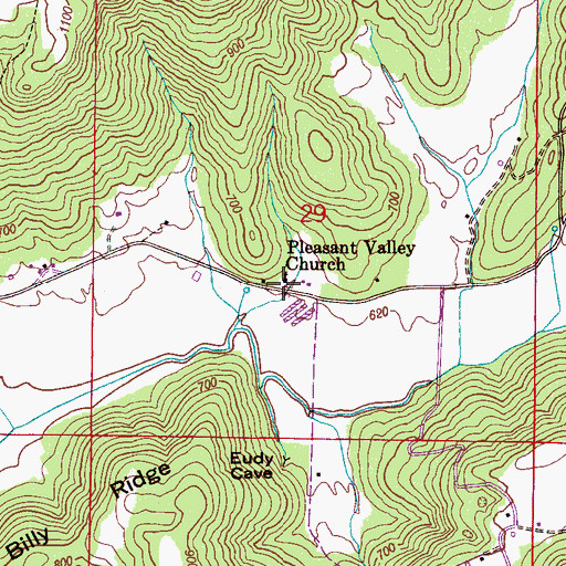 Topographic Map of Pleasant Valley Church, AL
