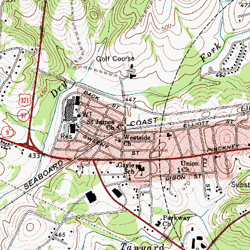 Topographic Map of Saint James Church, SC