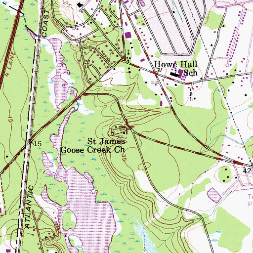 Topographic Map of Saint James Goose Creek Church, SC
