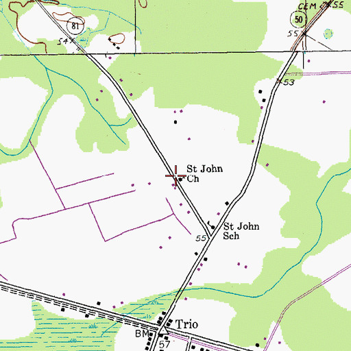 Topographic Map of Saint John Church, SC