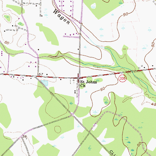 Topographic Map of Saint Johns Church, SC