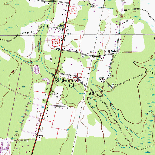 Topographic Map of Saint Johns Bethel Baptist Church, SC