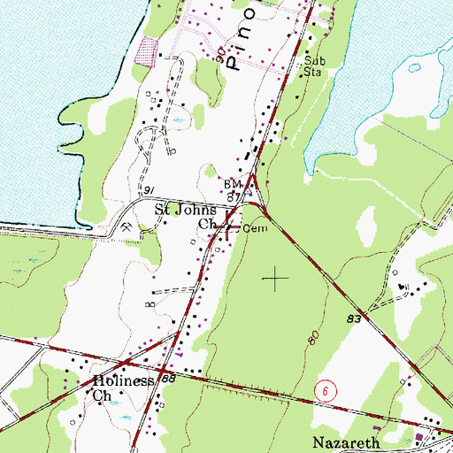 Topographic Map of Saint Johns Baptist Church, SC