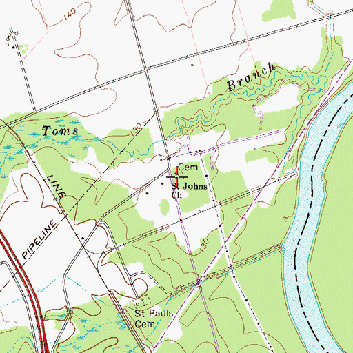 Topographic Map of Saint Johns Lutheran Church, SC