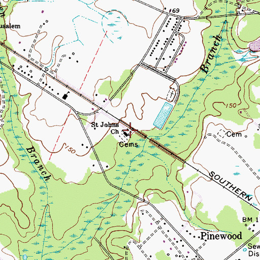 Topographic Map of Saint Johns Church, SC