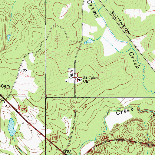 Topographic Map of Saint Johns Lutheran Church, SC