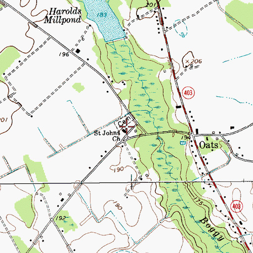 Topographic Map of Saint Johns Church, SC