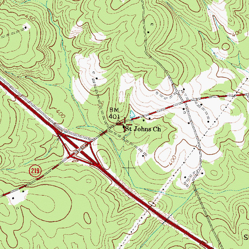 Topographic Map of Saint Johns Lutheran Church, SC