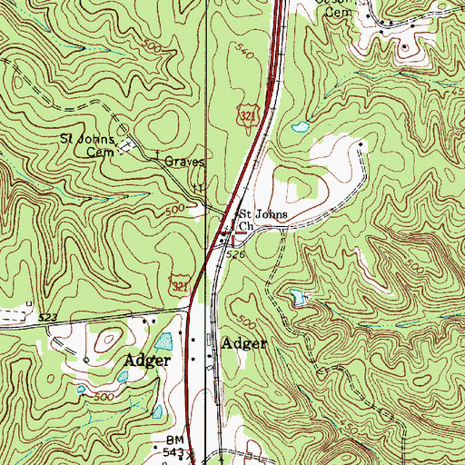 Topographic Map of Saint Johns Church, SC