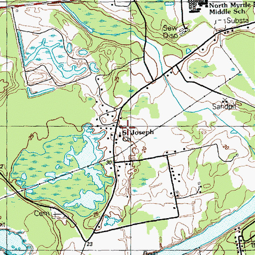 Topographic Map of Saint Joseph Church, SC