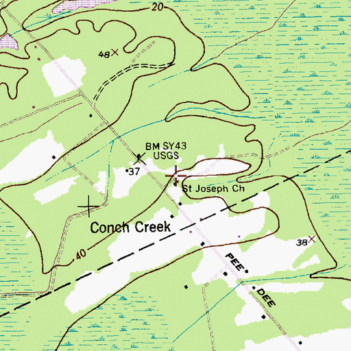 Topographic Map of Saint Joseph Church, SC