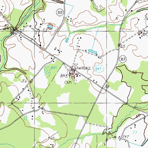 Topographic Map of Saint Lawrence School, SC