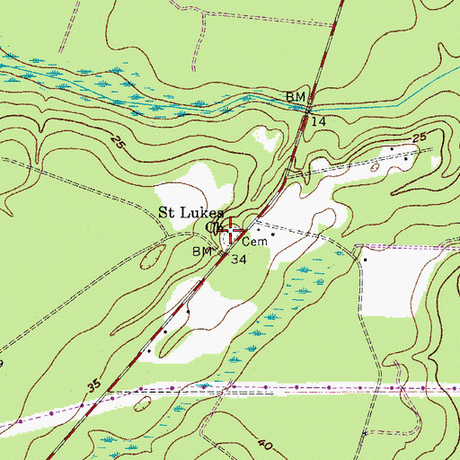 Topographic Map of Saint Lukes Church, SC