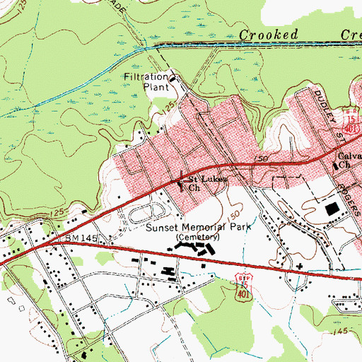 Topographic Map of Saint Lukes Church, SC