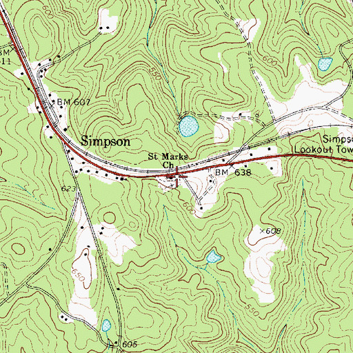 Topographic Map of Saint Marks Church, SC
