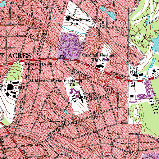 Topographic Map of Saint Martins-in-the-Fields Church, SC