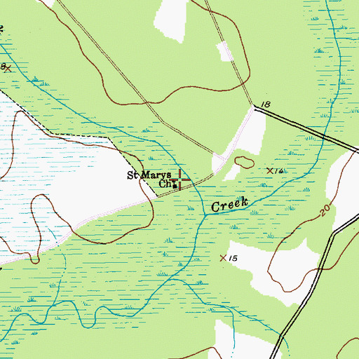 Topographic Map of Saint Marys Church, SC