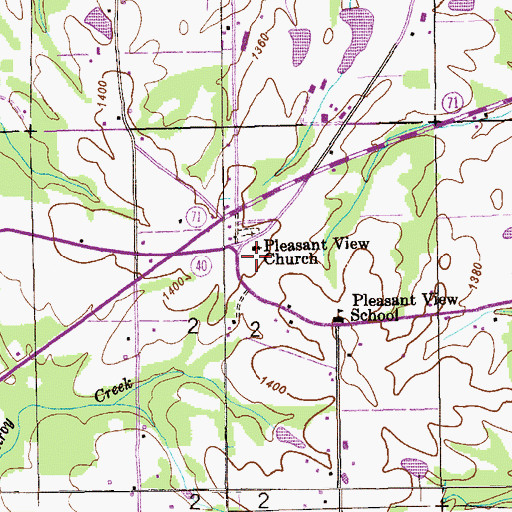 Topographic Map of Pleasant View Church, AL