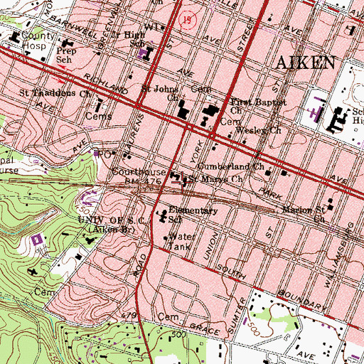 Topographic Map of Saint Marys Church, SC