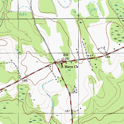Topographic Map of Saint Marys Church, SC